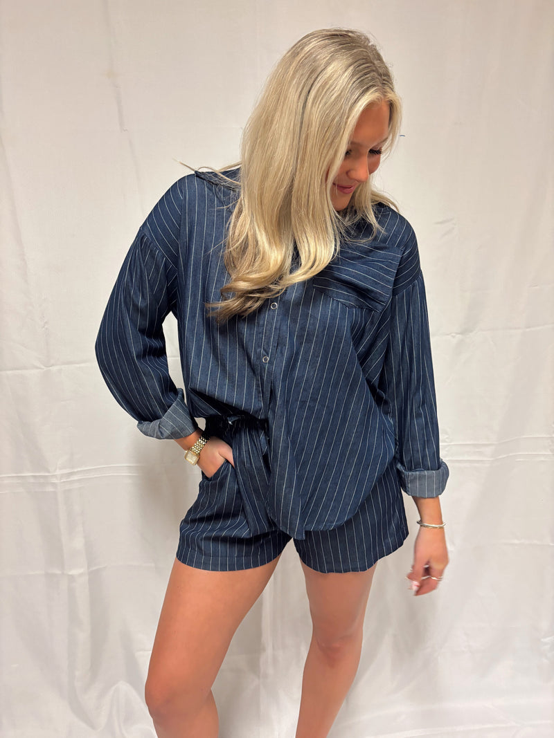 Farrah Denim Short Set